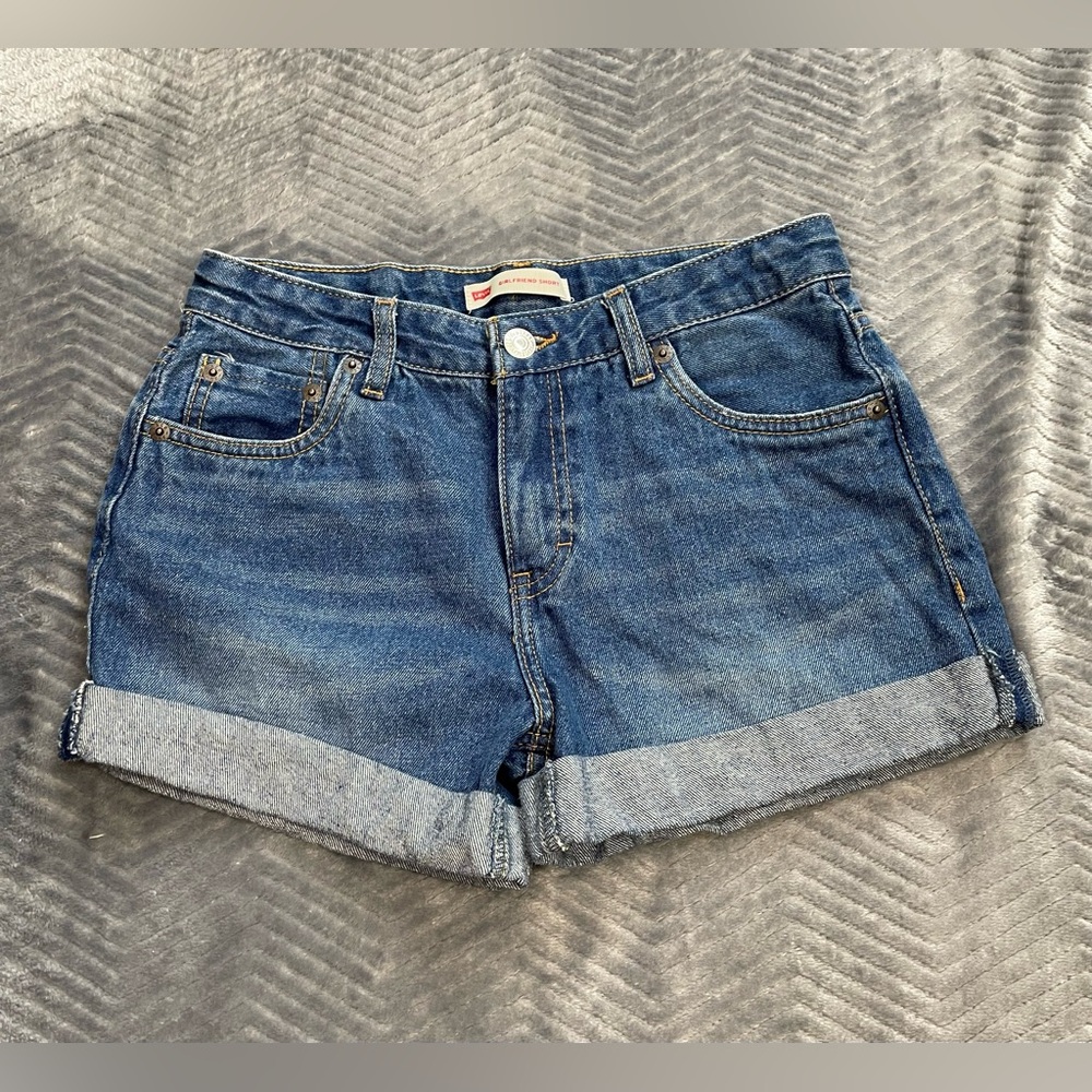 Girls Levi’s Girlfriend Cuffed Denim Jean Shorts 14 Reg‎
